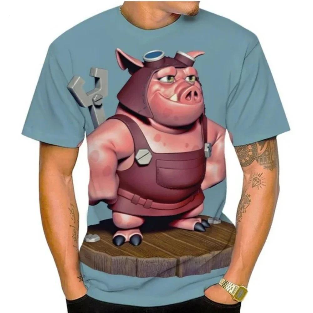 Fashionable and Fun Men's and Women's T-shirts, Short Sleeved Tops with Customized Pork Prints, Summer Casual 3D Prints, Best-selling, 2025