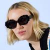 Lunettes de soleil Y2K Vintage à Monture Large Motif Ondulé Fleuri pour Femmes Hommes Lunettes de Soleil de Designer de Luxe Teintes Punk Violet Rose