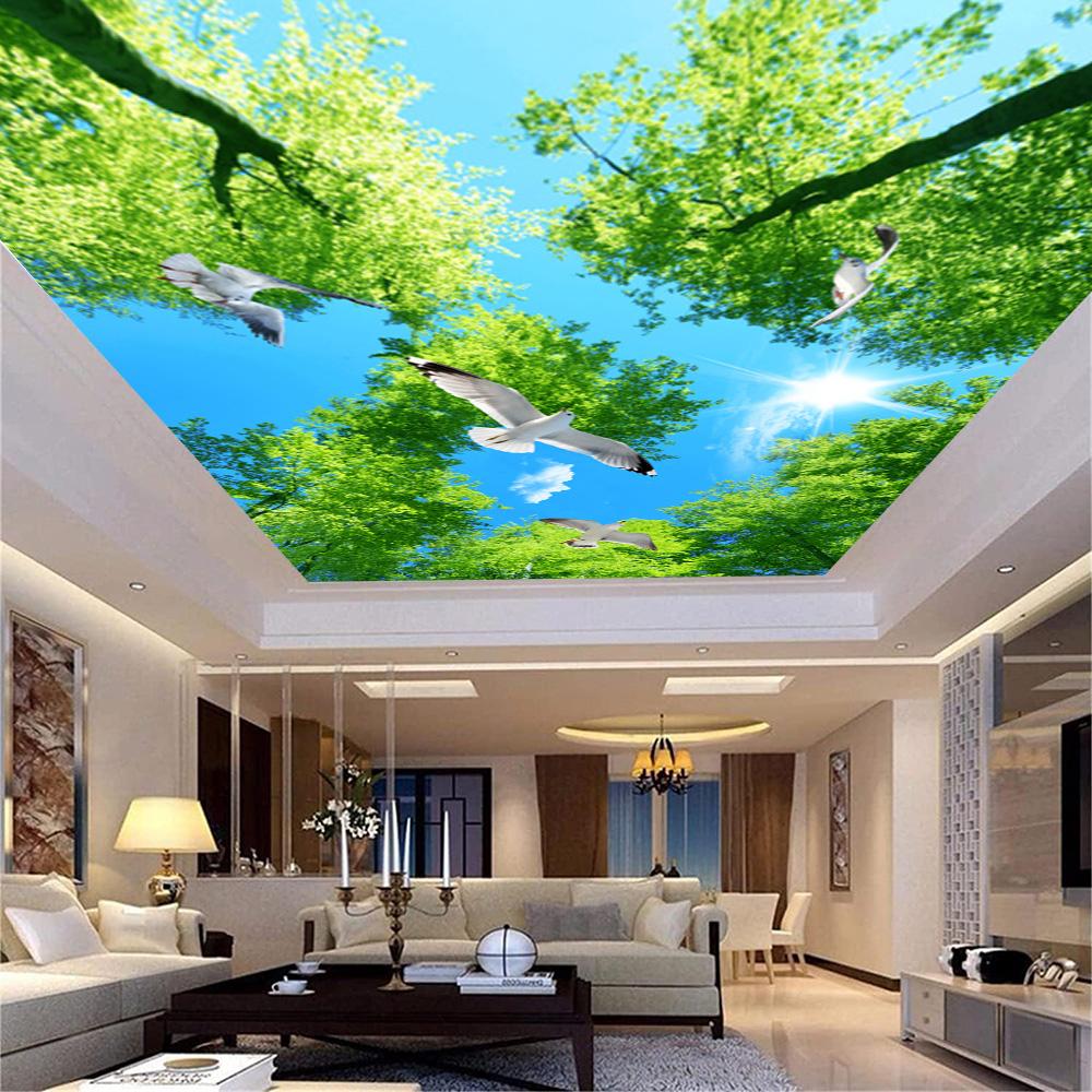 3D-Himmel-Tapete Deckenhimmel-Wandbild Sonnenlicht-Wald-Deckenwandbild