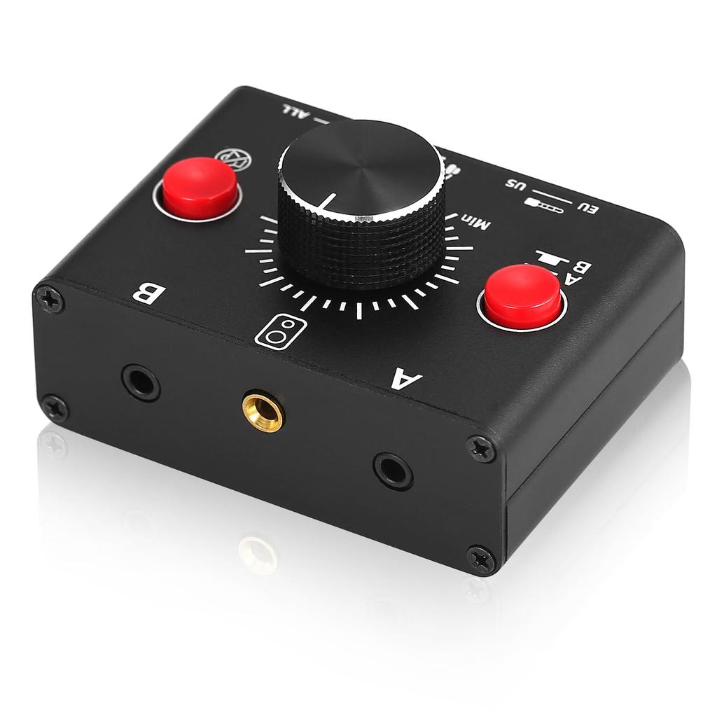 Nobsound MC1024-BOX 2-Way Audio Switcher with A/B Selector: Mini One-Key Mute and Volume Control, 3.5mm Stereo for PC/Game Consoles