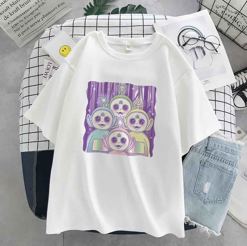 

Printed Women Funny Teletubbies T Shirt Summer Top Harajuku Korean Clothes Tee Shirt Femme Tops XL