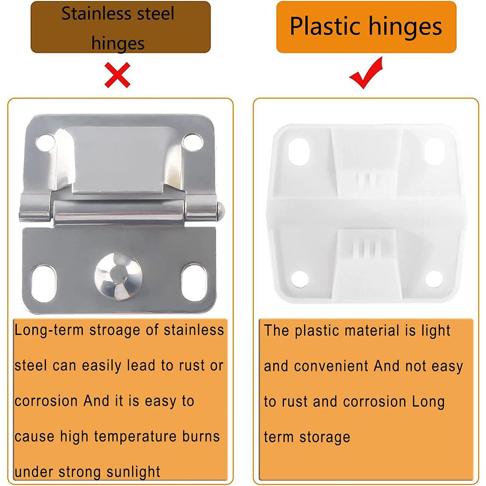 4 Set White Plastic Cooler Hinges & Screws Set Compatible With Coleman Coolers
