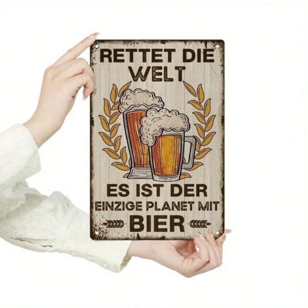 Metal Wall Poster Retter Die Welt German Beer Vintage Bar Decor