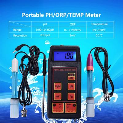 3-in-1 PH/mV/Temp-Messgerät + Austauschbare PH- & ORP-Elektroden PH-8424 Säuremessgerät Tragbarer Detektor Wasserdichtes PH-Temperaturmessgerät