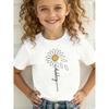 Summer Fashion Girls' Short Sleeve T-Shirt HAPPY Daisy Flower Cartoon Print Casual Versatile Top