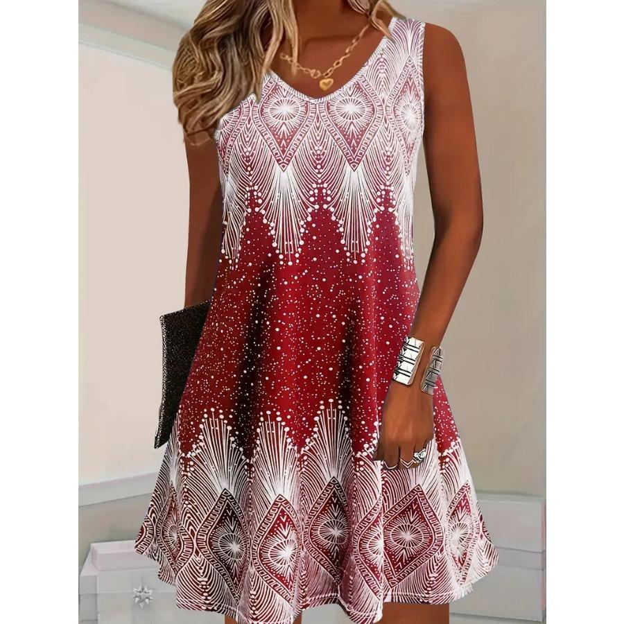 Dámské oblečení velikosti 3XL Plus Size, Street fashion mini šaty s 3D potiskem, Letní bez rukávů, Kulatý výstřih, Volné, Ležérní dámské šaty