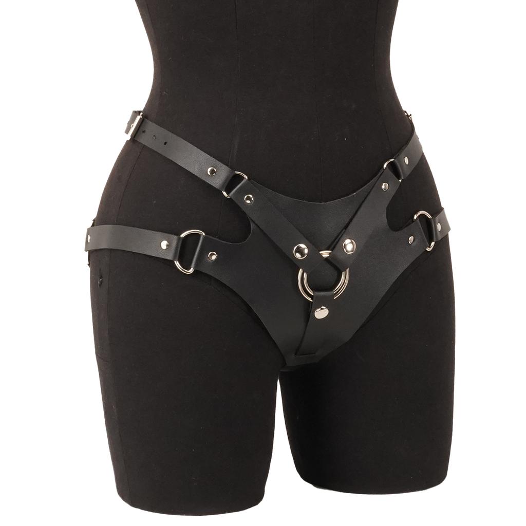 Women Sexy Belt Gothic Leg Harness Pu Leather Studded Decor Harness Adjustable Fetish Clothing lingerie Clothing Accessories