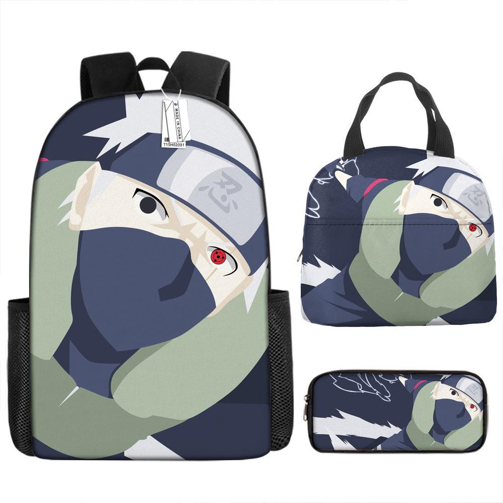 Naruto Schoolbag Elementary School Boys Large Capacity Schoolbag Lunch Bag Pencil Case Three-piece Set