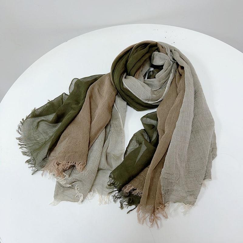 NEW Unisex Men's Scarf  High Quality Plaid Striped Tassel Shawls And Wrap Bufandas Cotton Wrinkled Men Scarves 100X190CM