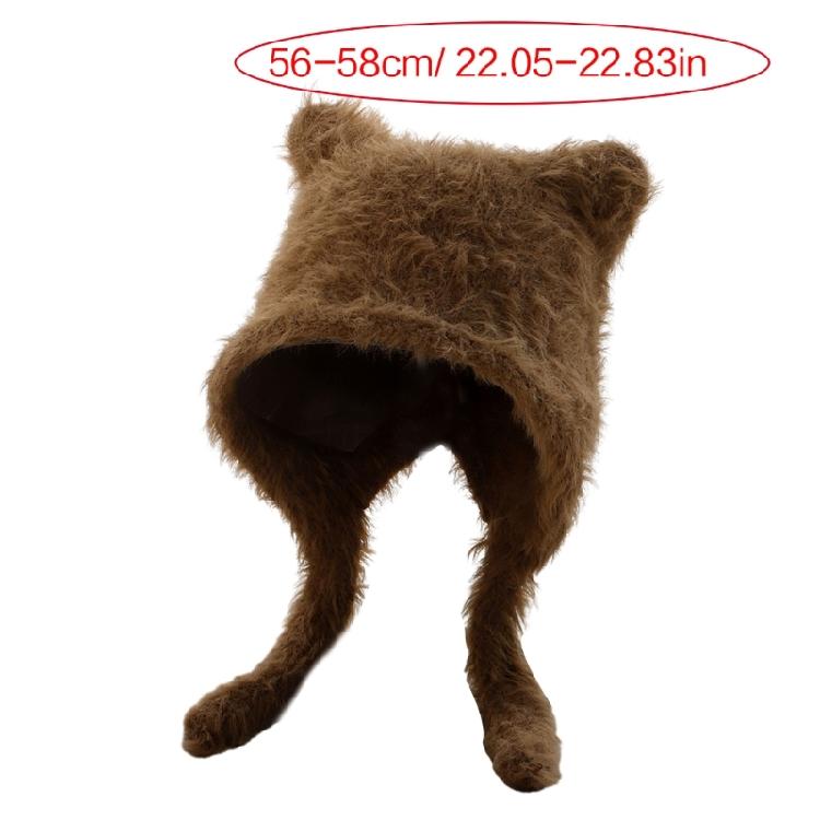 Winter Teens Bear Ear Earflap Beanie Windproof Trapper Hat Ear Protector Hat Adult Winter Cycling Skiing Supplies
