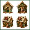 3D Christmas Wooden House Diamond Art Kit for Adults DIY Pearl Bead Painting Craft with Resin Gems Handmade Hanging Holiday Ornament Festive Wall