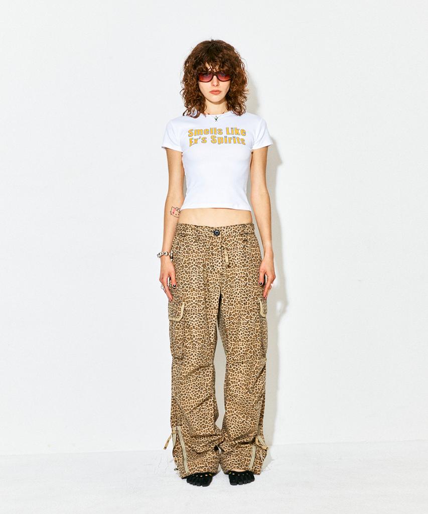 Haitaideupeulaengki Lightweight Coated Cargo Pants Leopard