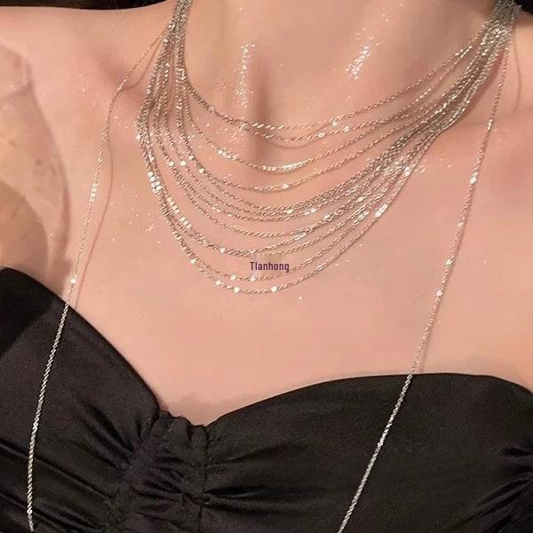 Damen 2025 Leichter Luxus Mehrschichtige Quasten Choker Halskette - Stilvolles Party Schlüsselbein-Accessoire für Studentinnen