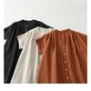 Summer Casual Japanese Women Pleated Short Sleeve Dress Vintage Loose Comfortable A-line Mid Length Dresses