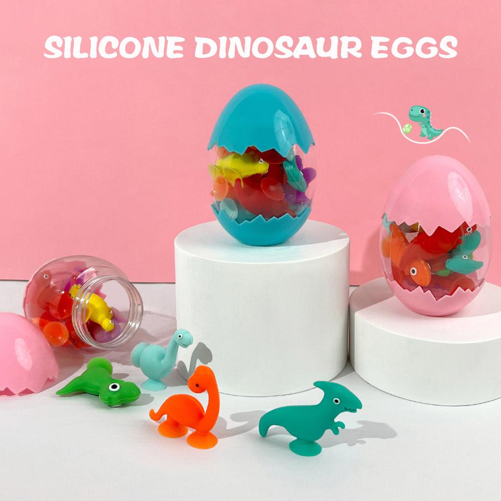 Bath Sensory Silicone Dinosaur Egg Cartoon Design Silicone Dinosaur Egg for Developing Motor Skills and Hand-eye Coordination