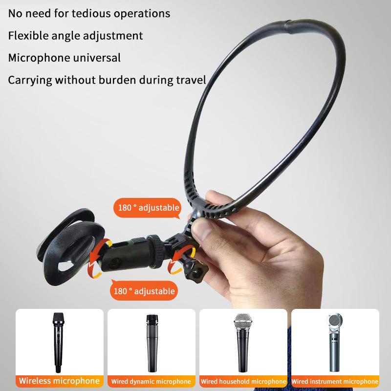 Neck-mounted Microphone Bracket Holder HandFree Neck Microphone Stand Adjustable Hands Free Brace Mic Holder