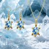 Luxury Female White Blue Pink Rainbow Zircon Stone Turtle Engagement Vintage Gold Color Wedding Fashion Jewelry Set For Women