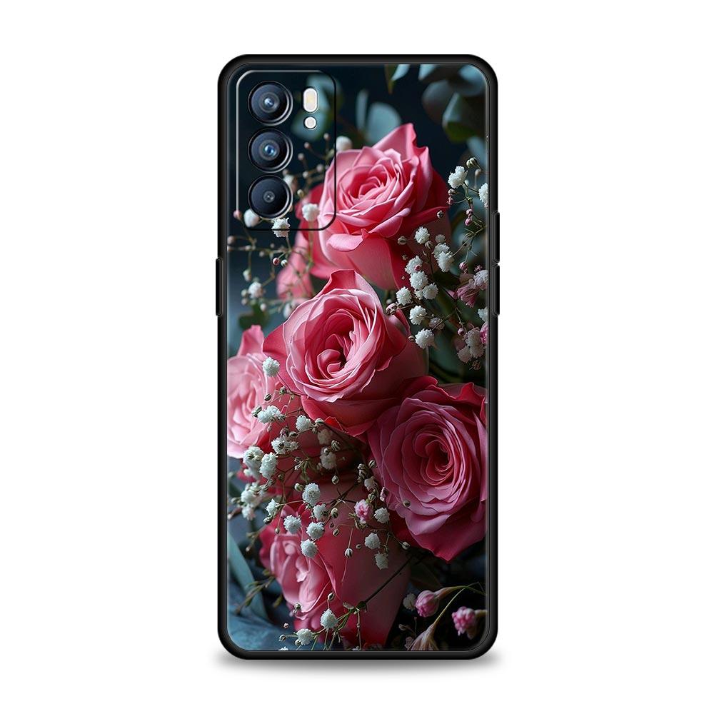 Beautiful Red Rose Flowers Phone Case For Oppo Reno8 Reno7 Reno6 Pro A54 5G Find X6 X5 A53 A52 A9 A15 A95 A17 A16 A57 A31 Cover