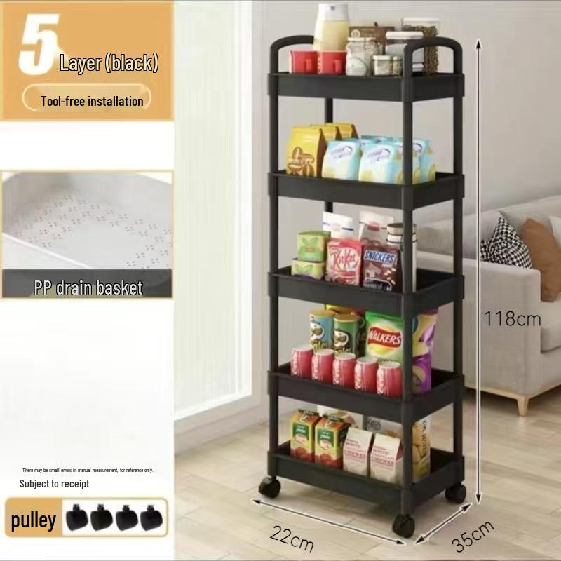 Compact Mobile Storage Rack for Kitchen, Bedroom, or Bathroom