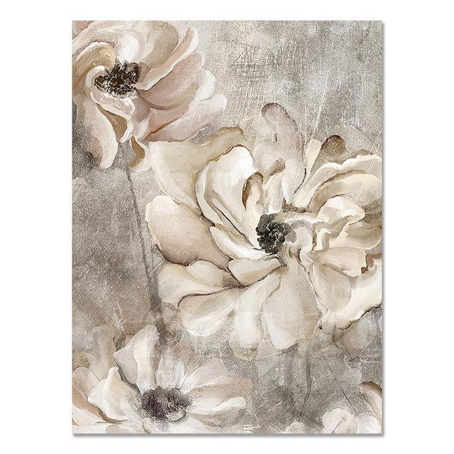 Flower Wall Art Canvas Painting Grey Floral Posters for Nordic Bathroom Living Room Home Wall Decor Pictures Farmhouse