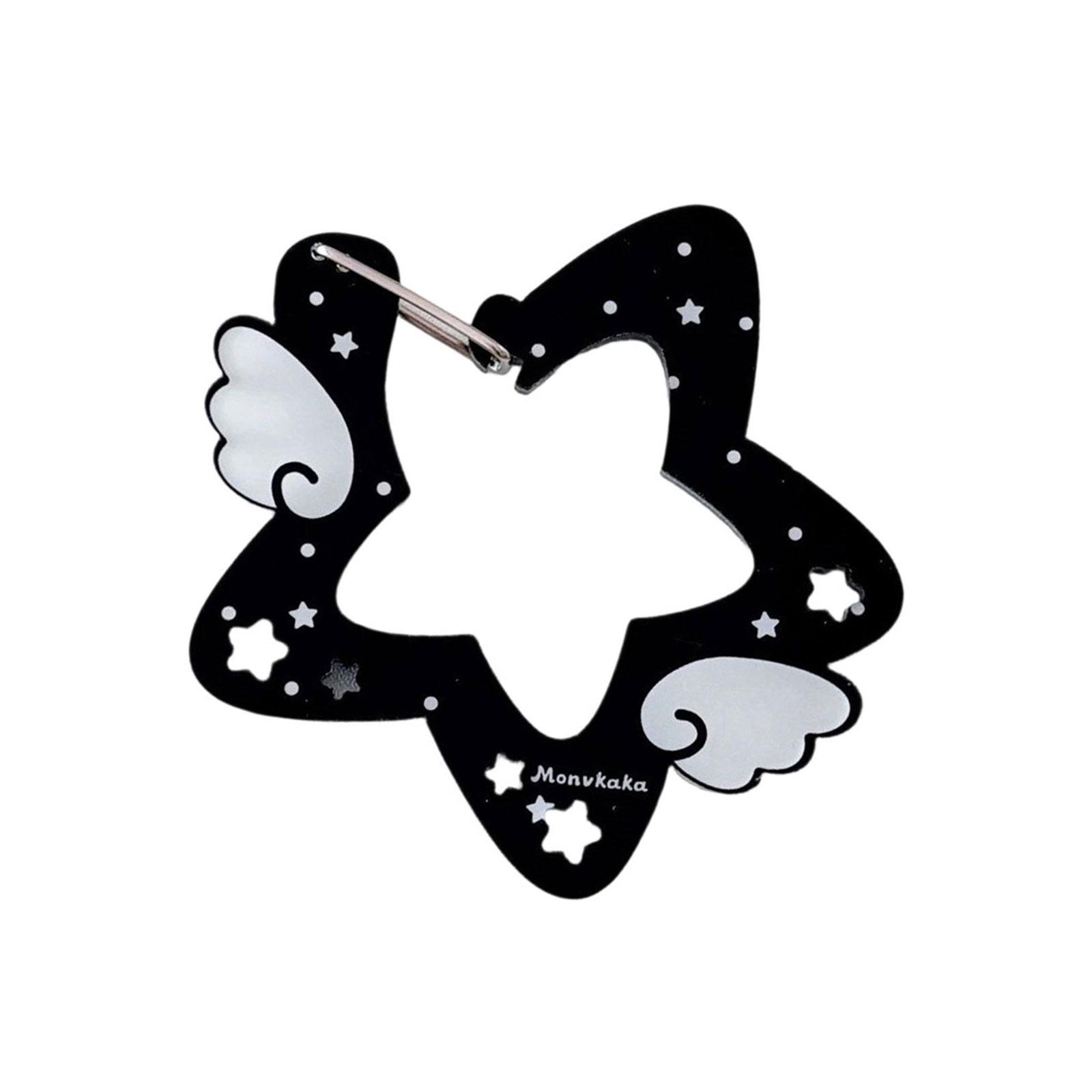 

Акриловий Карабін-кліпса у формі Крила/Зірок Тримач для карток Брелок Портативний Відкритий Кільце для ключів Підвіска для рюкзака Подарунки чорний