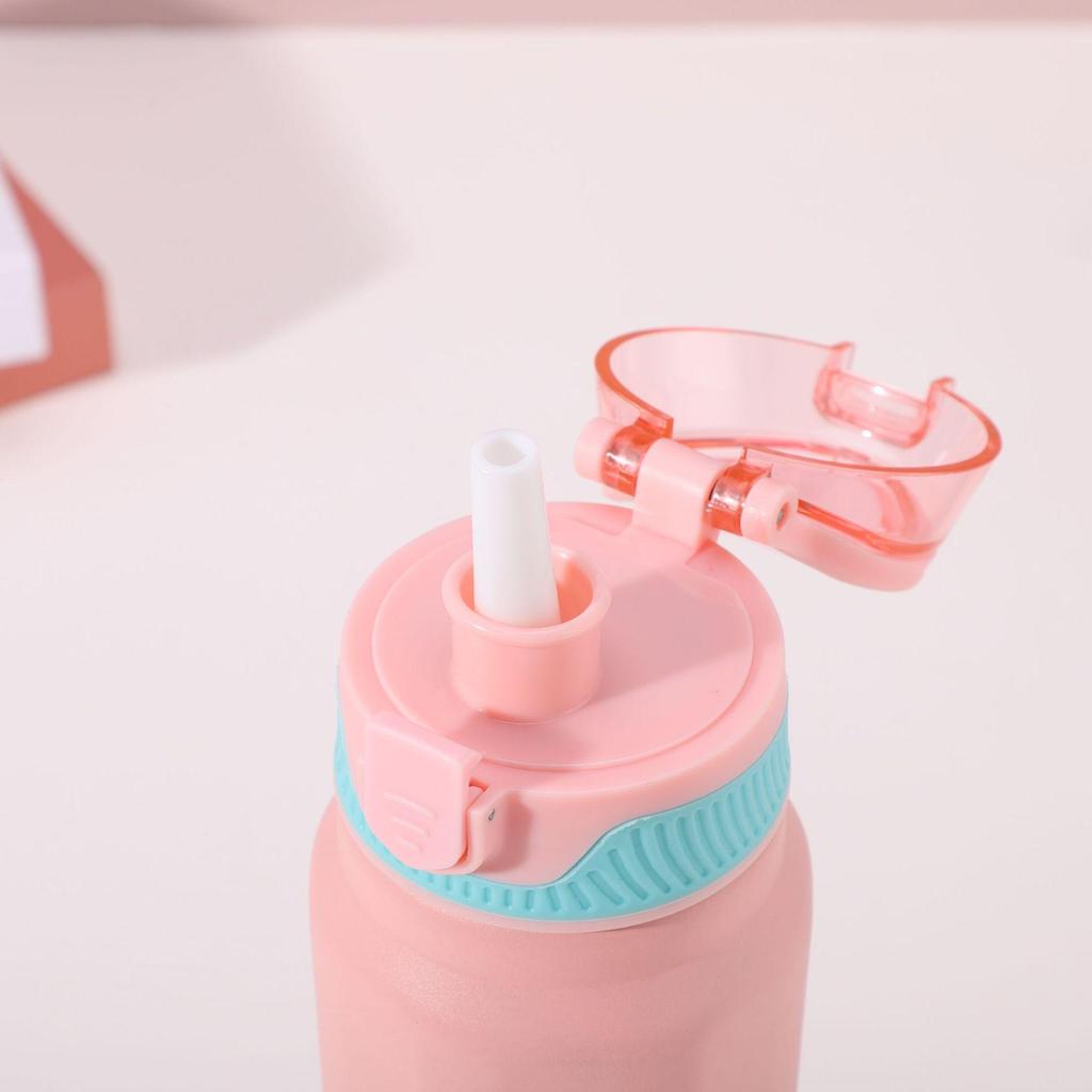 Přenosný izolovaný sportovní pohár se slámkou - Nerezová ocel pro venkovní použití pro muže a ženy