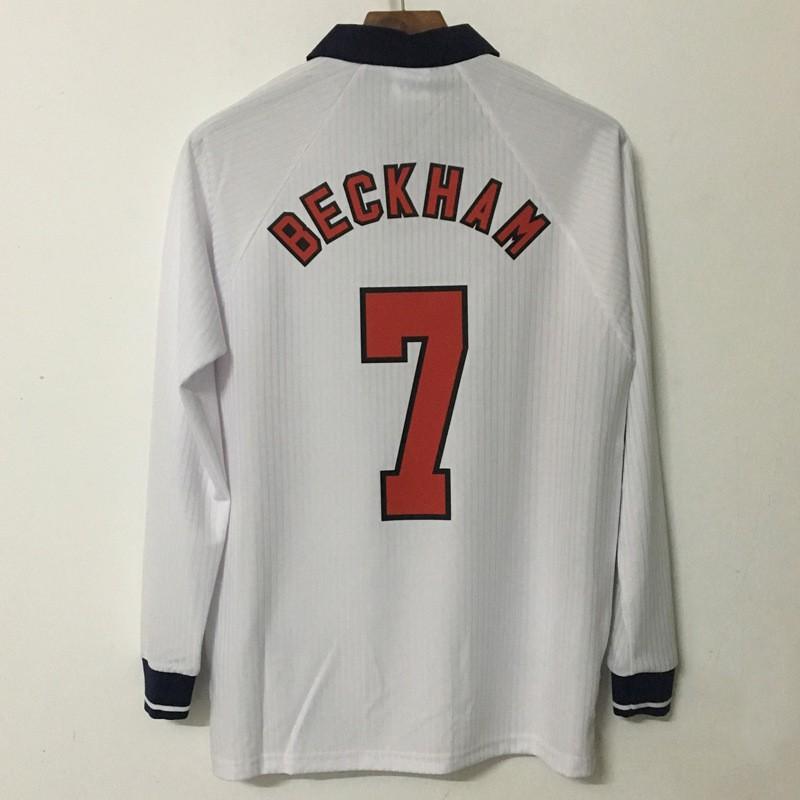 Maglia da Calcio Retro Inghilterra 1998 Beckham 7 Owen 20 Manica Corta/Lunga Unisex Adulto