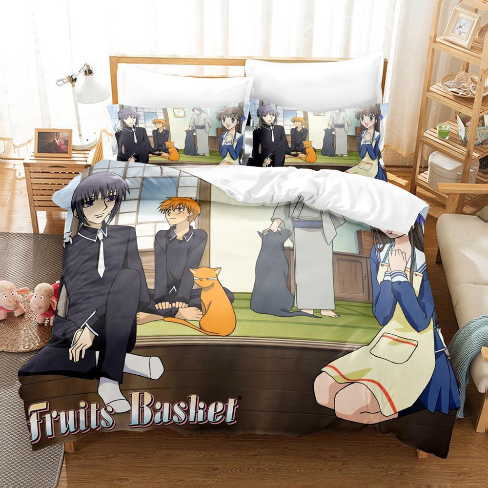 3D Print Anime Fruits Basket Bedding Set Single Twin Full Queen King Size Bed Set Adult Kid Bedroom Duvetcover Sets Home Textile