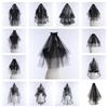 Dark Series Black Mesh Veil for Halloween Masquerade Party Bride Dress Up Wedding Veil for Parties Festival Props