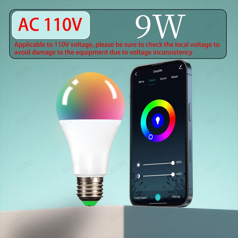 Smart Led Light Bulb Wifi/BLE  Alexa Led Lamp E27 RGB 110V 220V Smart Lamps For Google Assistant Cozylife