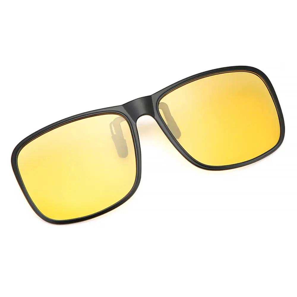 Clip Polarized Sunglasses Square Men Clip On Glasses Flip-up Frames Sunglasses Covers Blue Night Vision Color Lens 2024