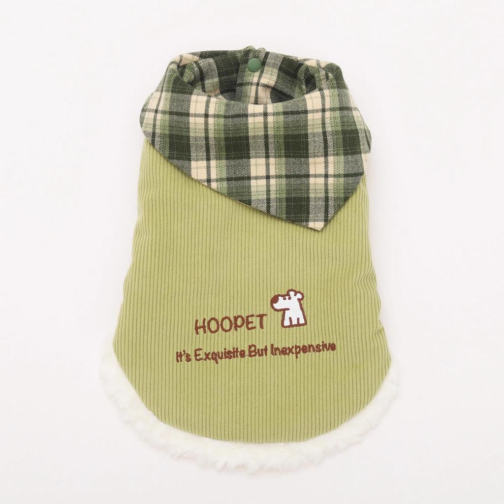 Hoopet Pet Corduroy Plaid Vest for Cats and Puppies - Warm, Sleeveless Autumn/Winter Wear