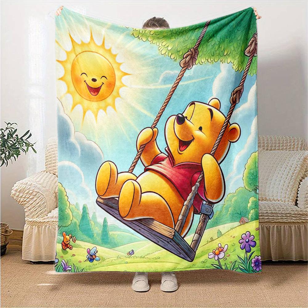 Piglet Sunny Sky Flannel Blanket Super Soft Warm Cozy Blanket For Sofa Bed Office Travel Allseason Home Decor Gift