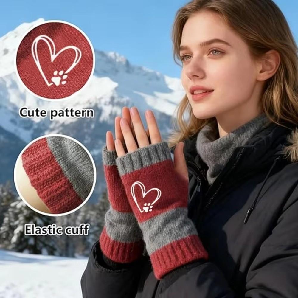 Trendy Fingerless Gloves Elastic Cuffs Knitted Decorative Gloves Warm Gloves Sleeve Covers Daily