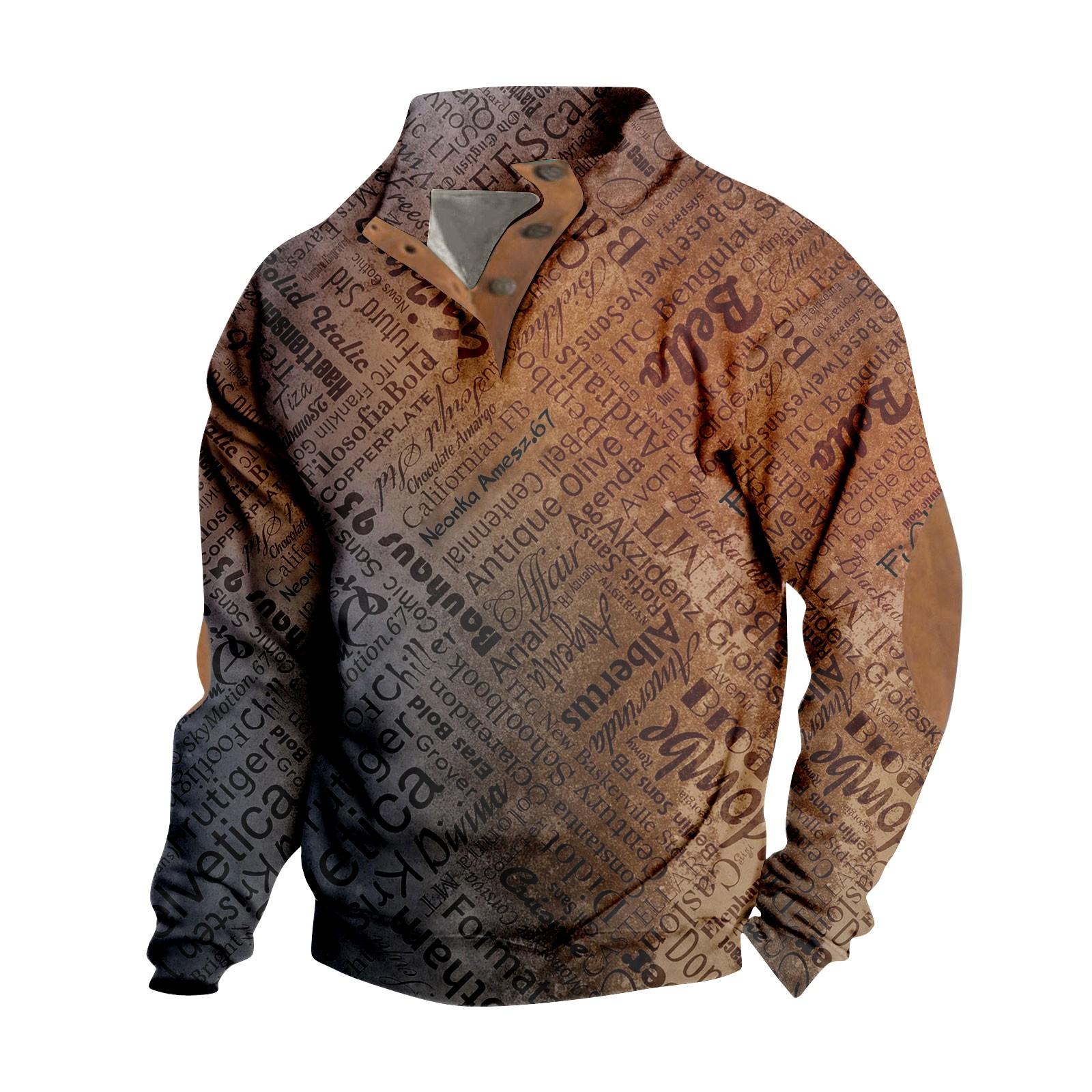 

Весенне-осенняя мужская толстовка с воротником-стойкой на открытом воздухе, повседневные свитера, топы L коричневый