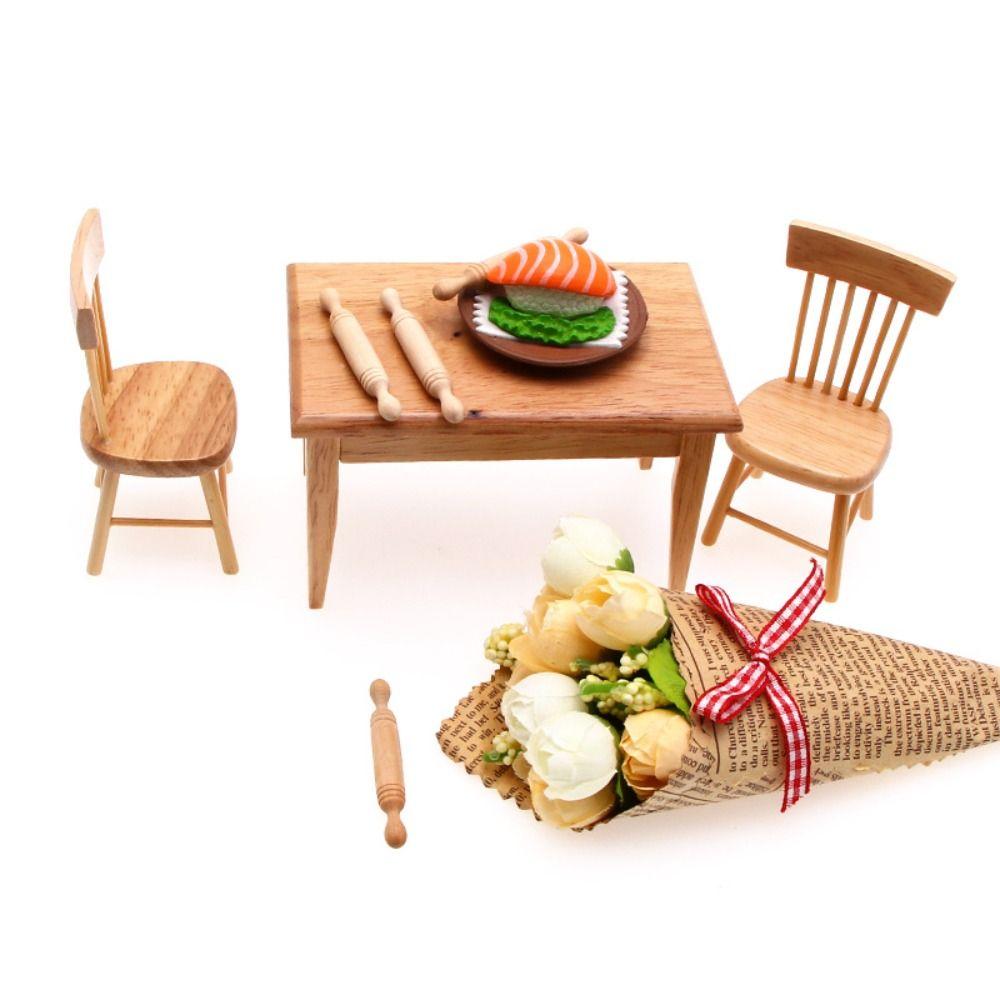 10pcs Mini Doll House Wooden Rolling Pin Simulation Kitchen Accessories  Children