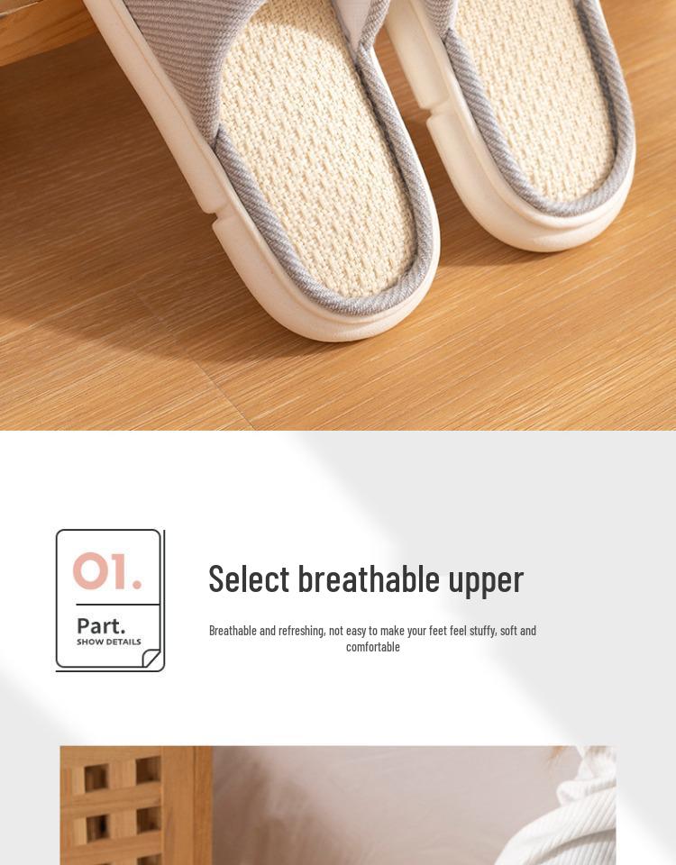 Unisex Breathable Linen Slippers – Indoor & Outdoor, Non-Slip, Silent, for All Seasons, Thick-Soled, 2025 Design.