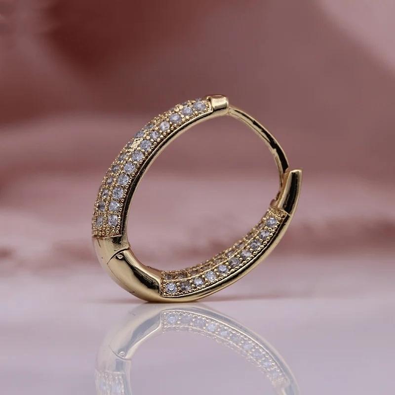 Luxurious Geometric Copper Jewelry Inlaid with Synthetic Zircon Hoop Earrings Versatile Daily Versatile or Elegant Earrings