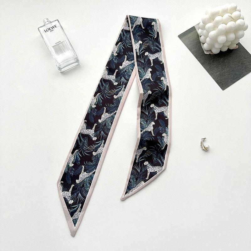 1Pc Silk Scarf Versatile Long Gift Ponytail Ribbon Temperament Bag Straps Soft Printed