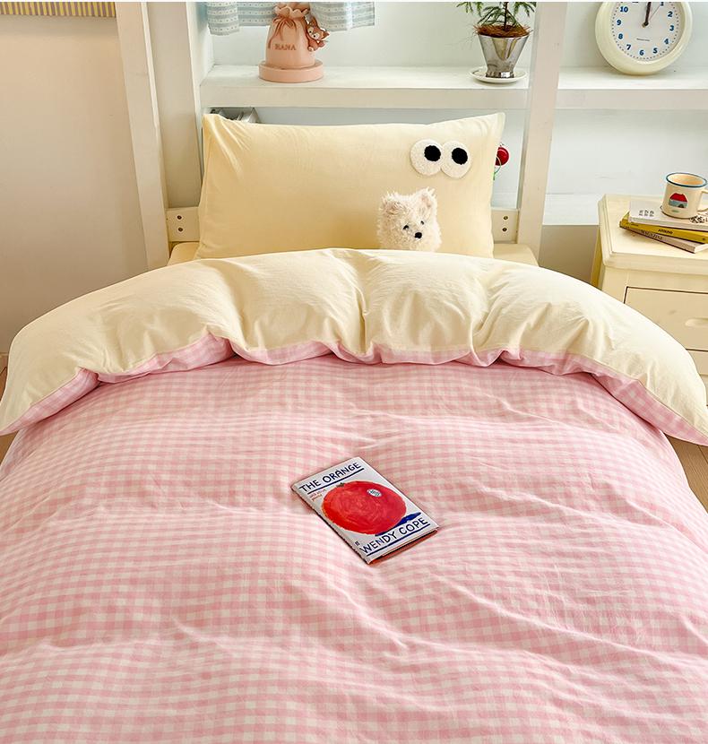 Sleep Grid (Student Season) A-class Ins Yarn Dyed Washed Cotton Pure Cotton Student Bed Three Piece Set