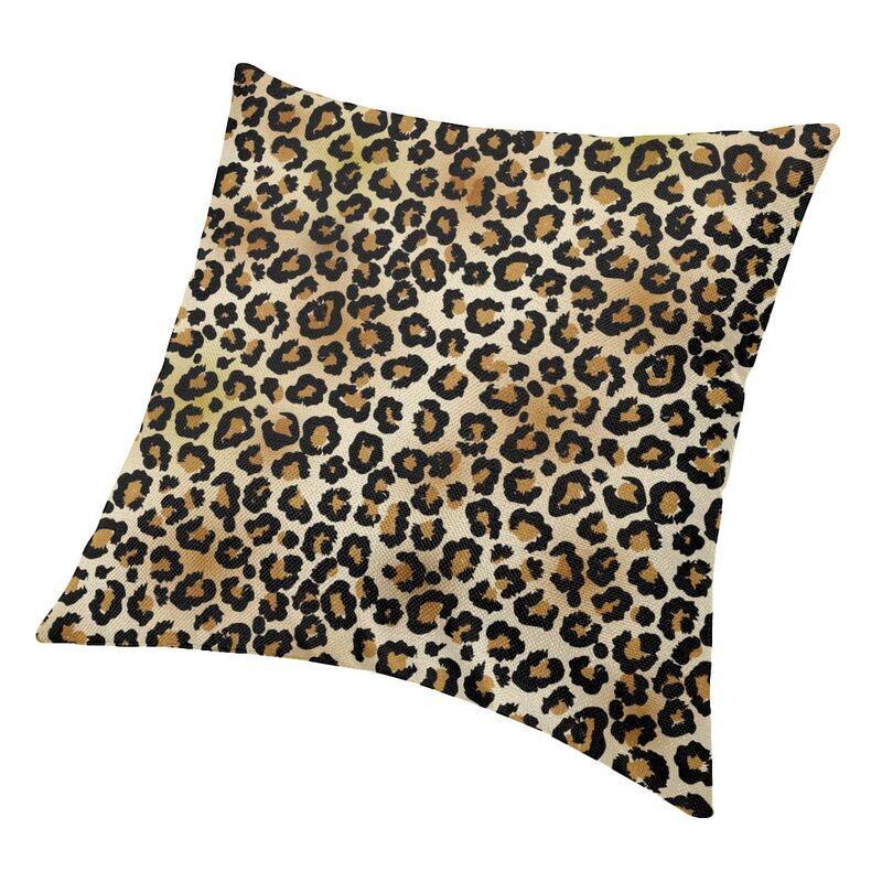Custom Brown Leopard Print Pillow Case 40X40Cm Living Room Decoration Modern Animal Cheetah Skin Chair Cushion Square Pillowcase