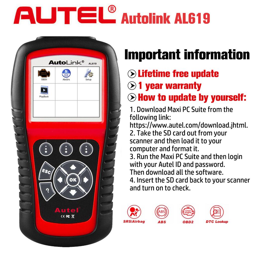 Autel AL619 AL519 Scanner OBD2 Ferramenta de Diagnóstico de Carro Leitor de Código Automotriz ABS,SRS Scanner de Diagnóstico EOBD Automotivo Ferramenta de Varredura