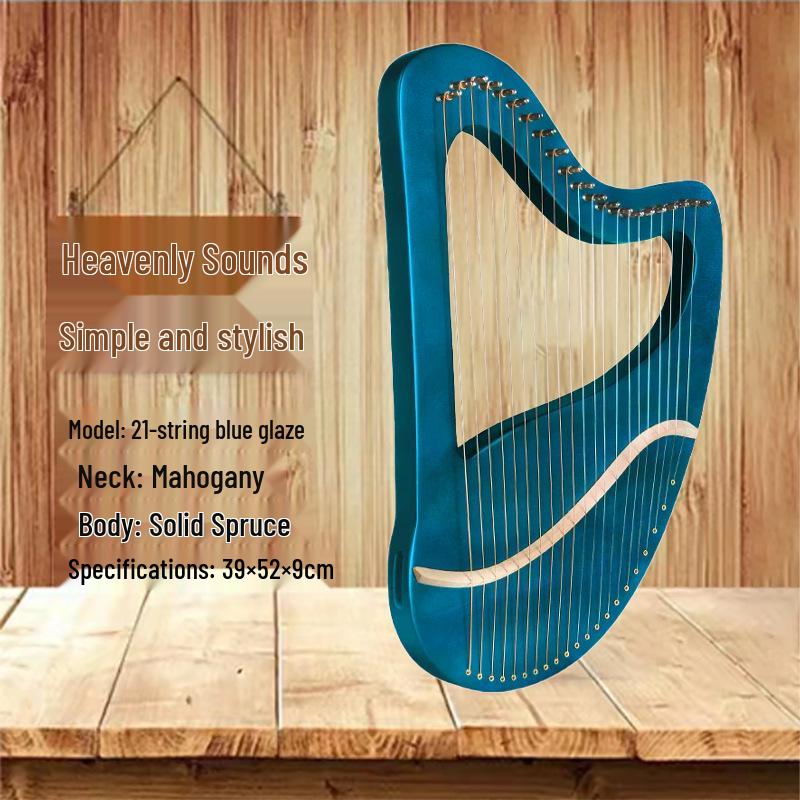 

21-струнная лира из красного дерева: Портативный деревянный инструмент для начинающих, еловая гитара-арфа ручной работы
