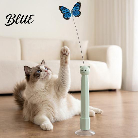 Juguetes Electrónicos Silenciosos para Mascotas Varita Mariposa Eléctrica para Gatos Recargable Juguete de Varita Interactiva Rotación 360 Auto-Juego Automático para Gatos con 2