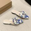Fashion Summers Embroidery Womens Slippers Fashion Elegant Pointed Toe Slides Shoes Ladies  Luxury Designer Shoes for Women
