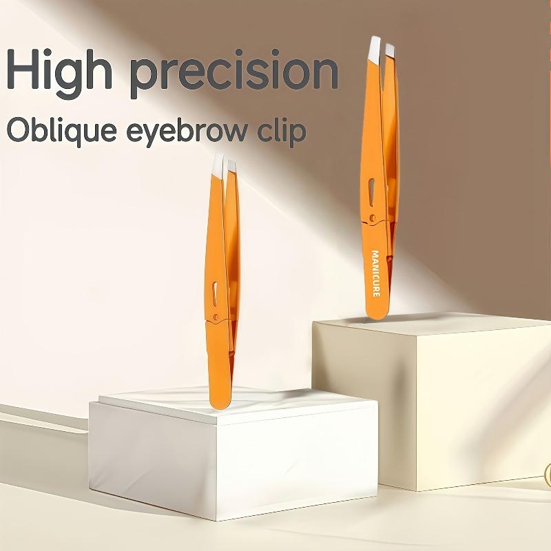 1Pc Eyebrow Tweezer Colorful Hair Beauty Fine Hair Puller Stainless Steel Slanted Eye Brow Clips Removal Makeup Tools Orange New