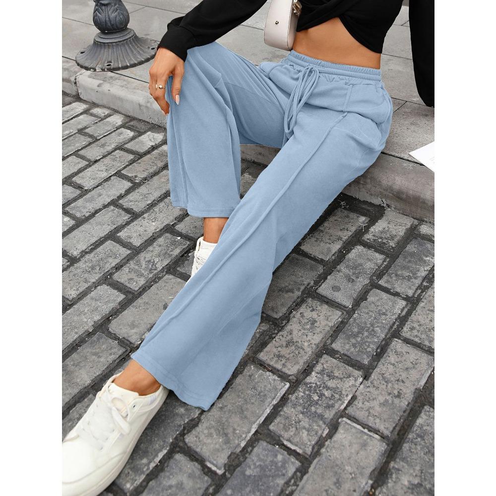 2025 Herbst und Winter Neuer Stil Einfarbig Kordelzugtasche Locker Lässige Hose für Damen