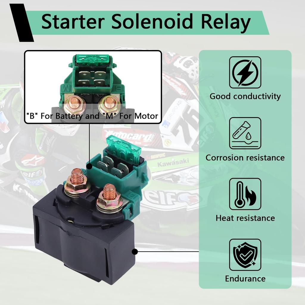 Starter Solenoid Relay, Compatible With 1988-2002 Kawasaki Bayou 220 KLF220 2003-2010 Bayou 250 KLF250 1993-1996 KLX650 1996-2005 Vulcan 800 2000