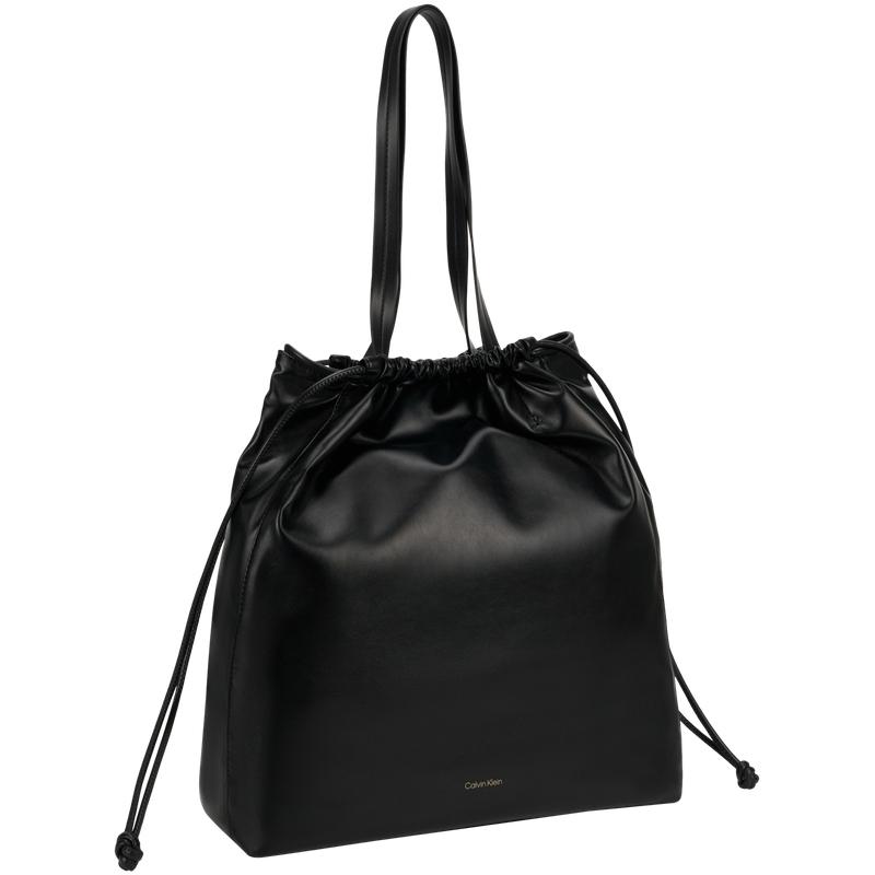 Calvin Klein Fashionable Compact Printed Drawstring Tote Bag Medium Women handbags Space-Black 4K3159G-UB1