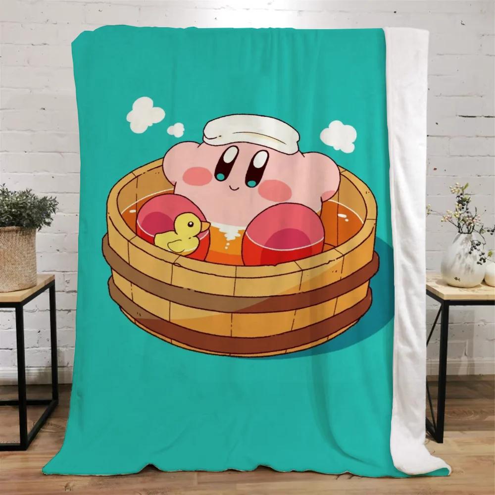 Kawaii Cartoon Kirbys Designer Throw Blanket Fluffy Custom Blankets Characters Home and Decoration Luxury Bedding Knitted Plaid